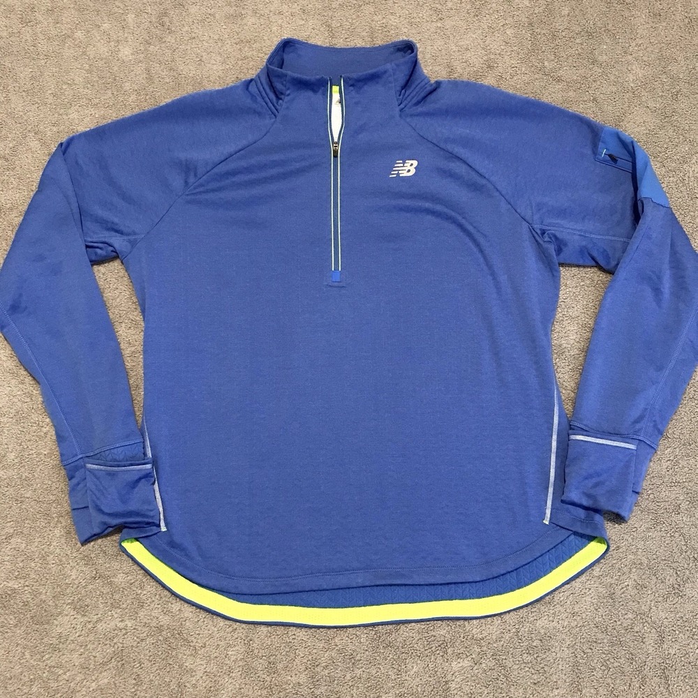 New Balance Running 1/4 Zipโ Women Blue Neon LS X-Large Top Pullover XL